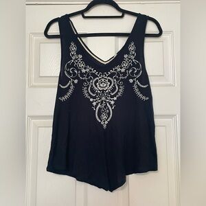 Love on a Hanger - Small Black Blouse with Embroidery